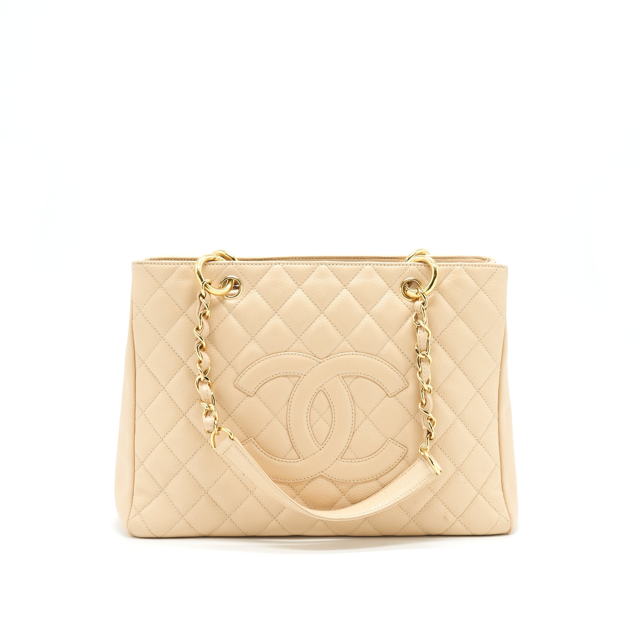 CHANEL CAVIAR GRAND SHOPPING TOTE GST IN BEIGE GHW