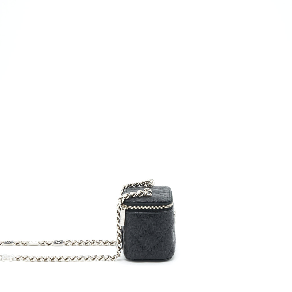 CHANEL 22S MINI VANITY WITH GIANT CHAIN CAVIAR BLACK WITH SHW
