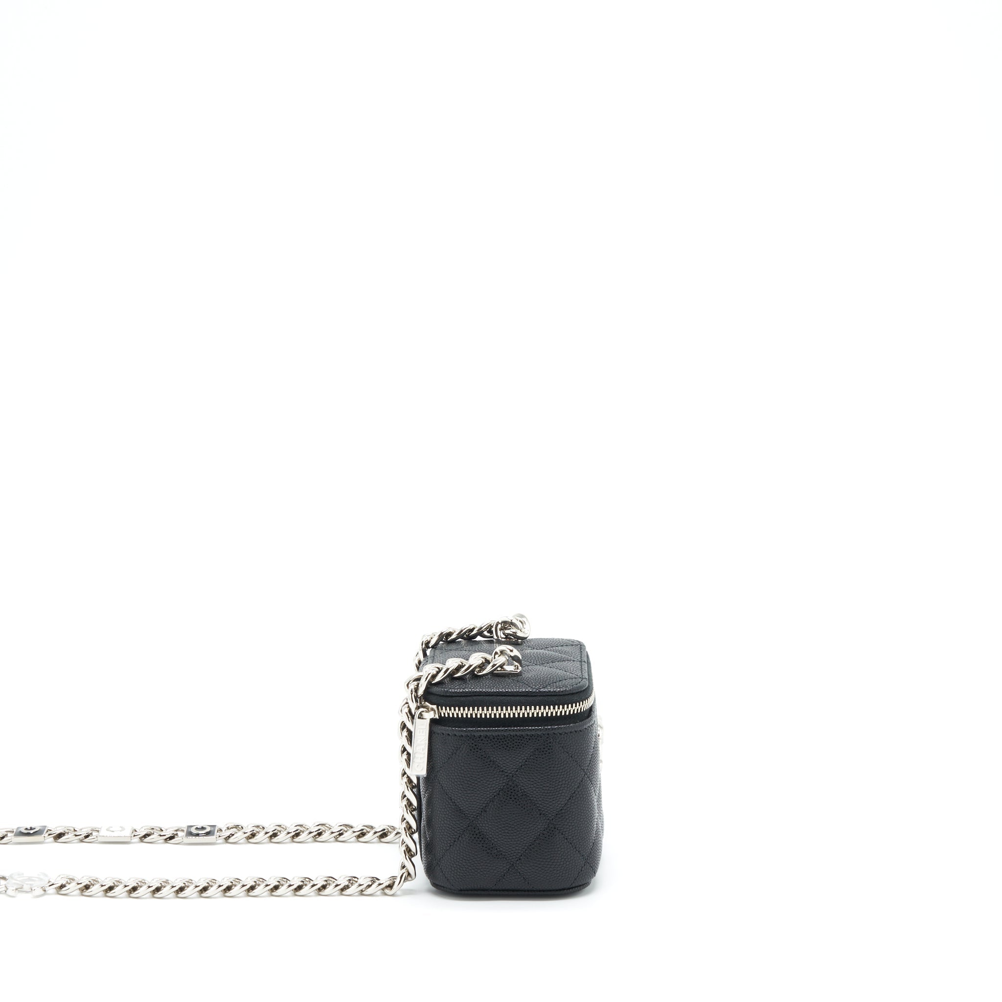 CHANEL 22S MINI VANITY WITH GIANT CHAIN CAVIAR BLACK WITH SHW