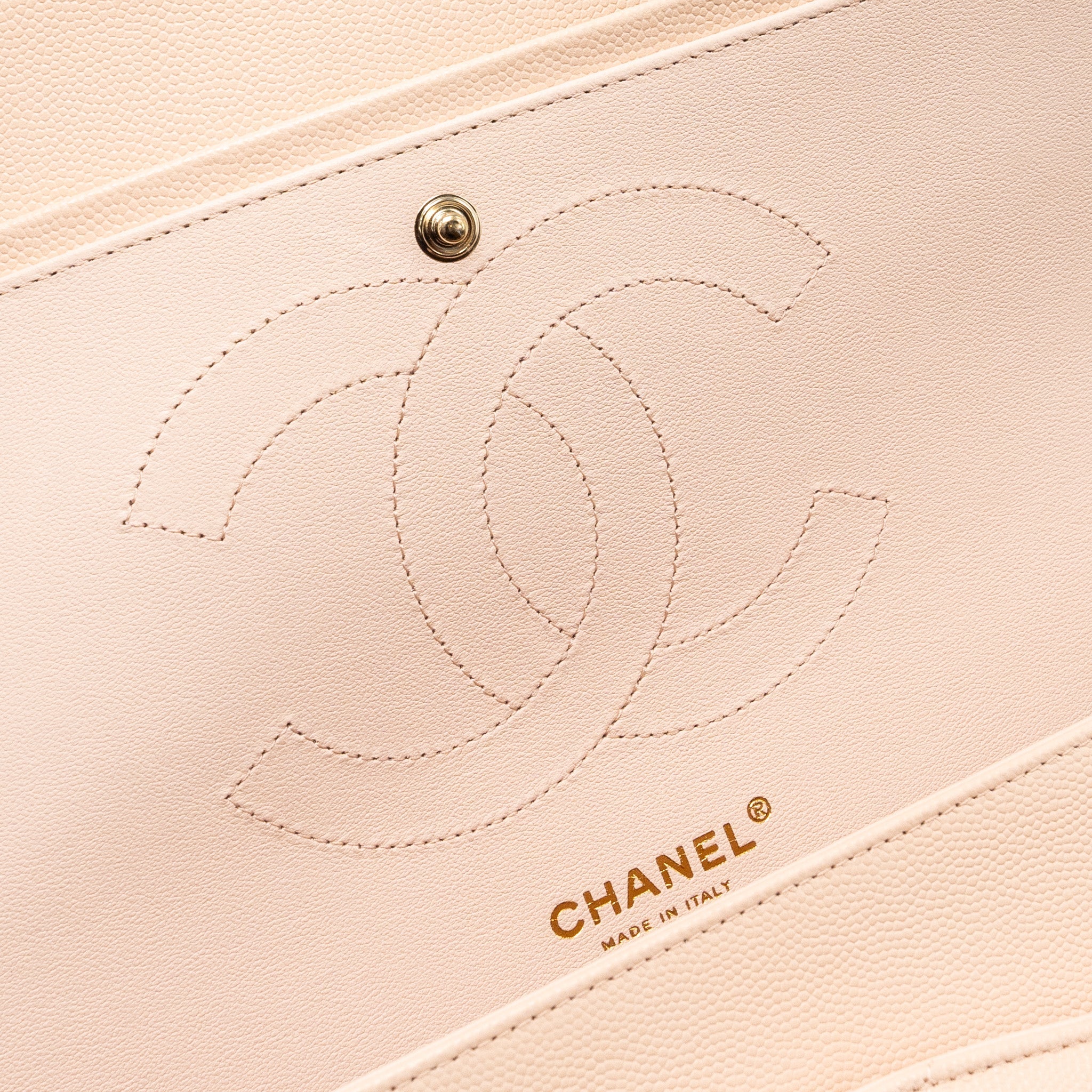 CHANEL JUMBO CLASSIC DOUBLE FLAP BAG CAVIAR BEIGE LGHW (MICROCHIP)