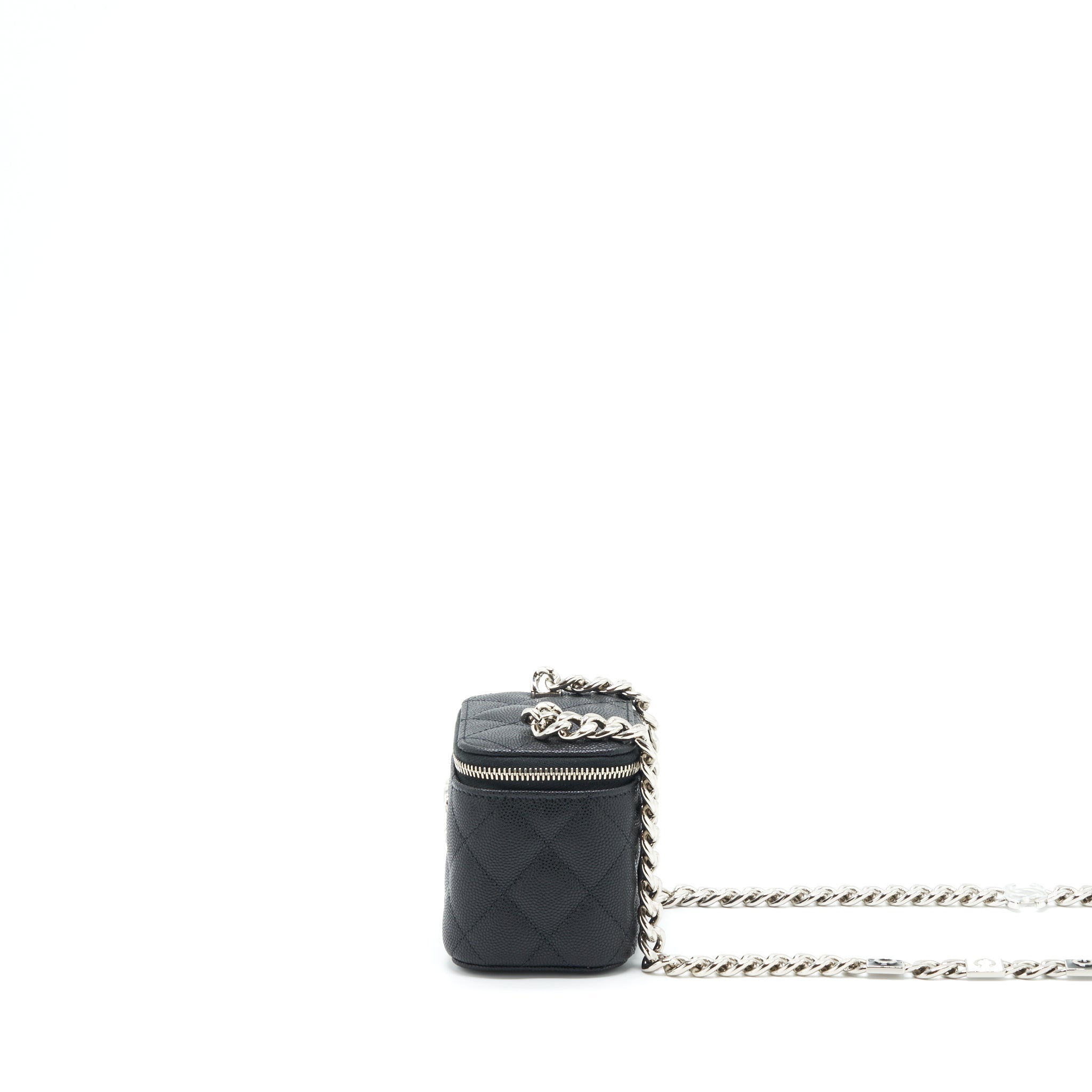 CHANEL 22S MINI VANITY WITH GIANT CHAIN CAVIAR BLACK WITH SHW
