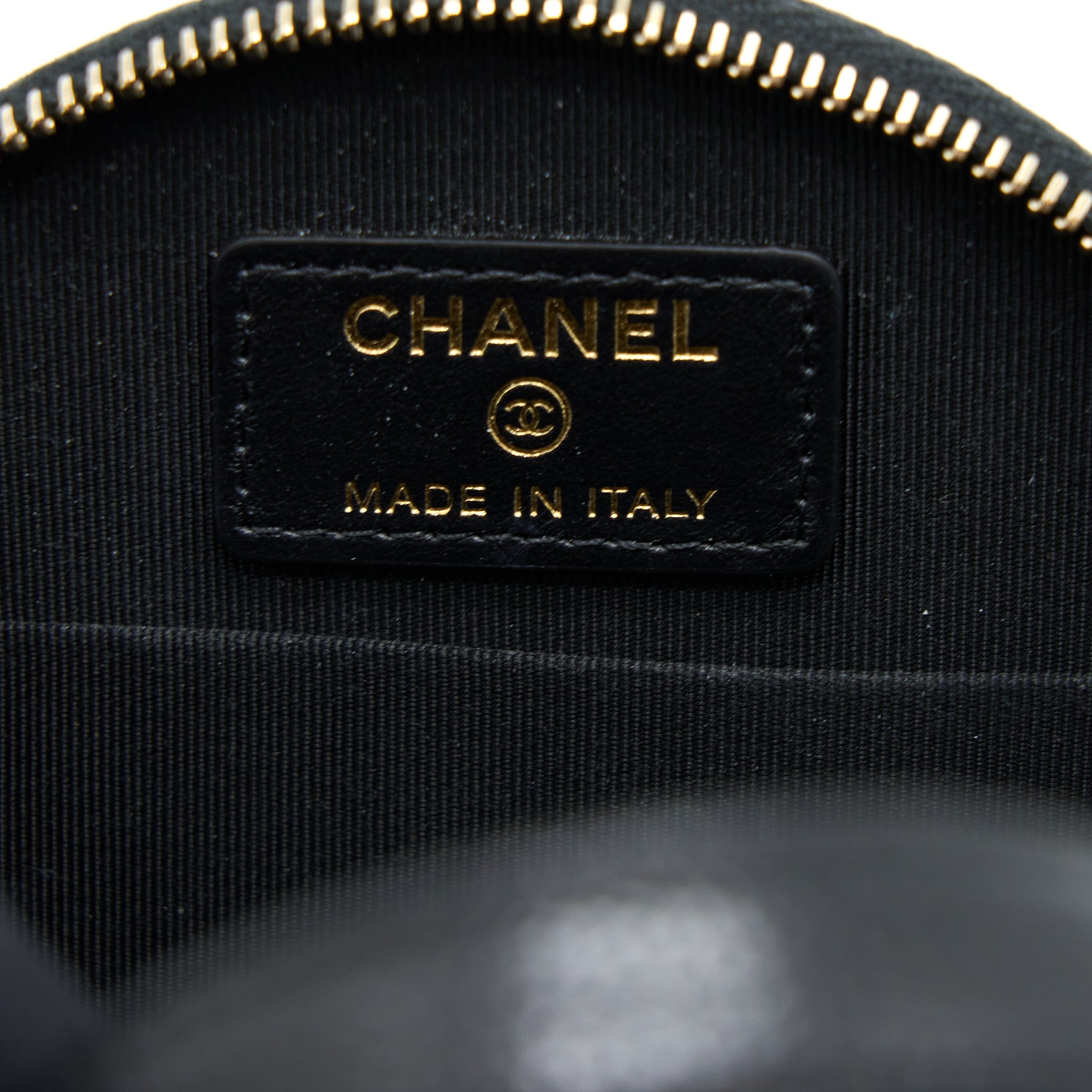 CHANEL MINI TOP HANDLE ROUND VANITY CASE WITH CHAIN CAVIAR BLACK LGHW