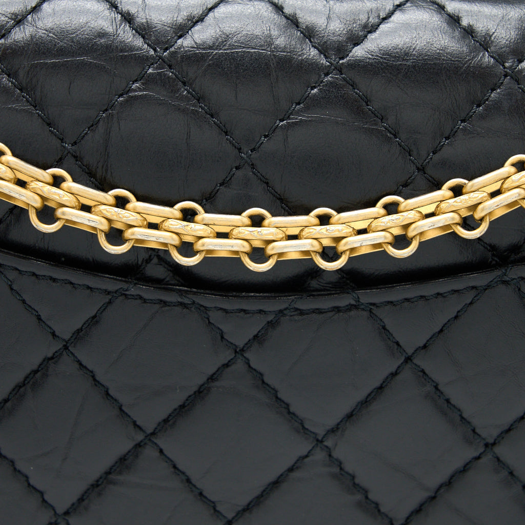 CHANEL SMALL 2.55 REISSUE FLAP BAG AGED CALFSKIN BLACK BRUSHED GHW
