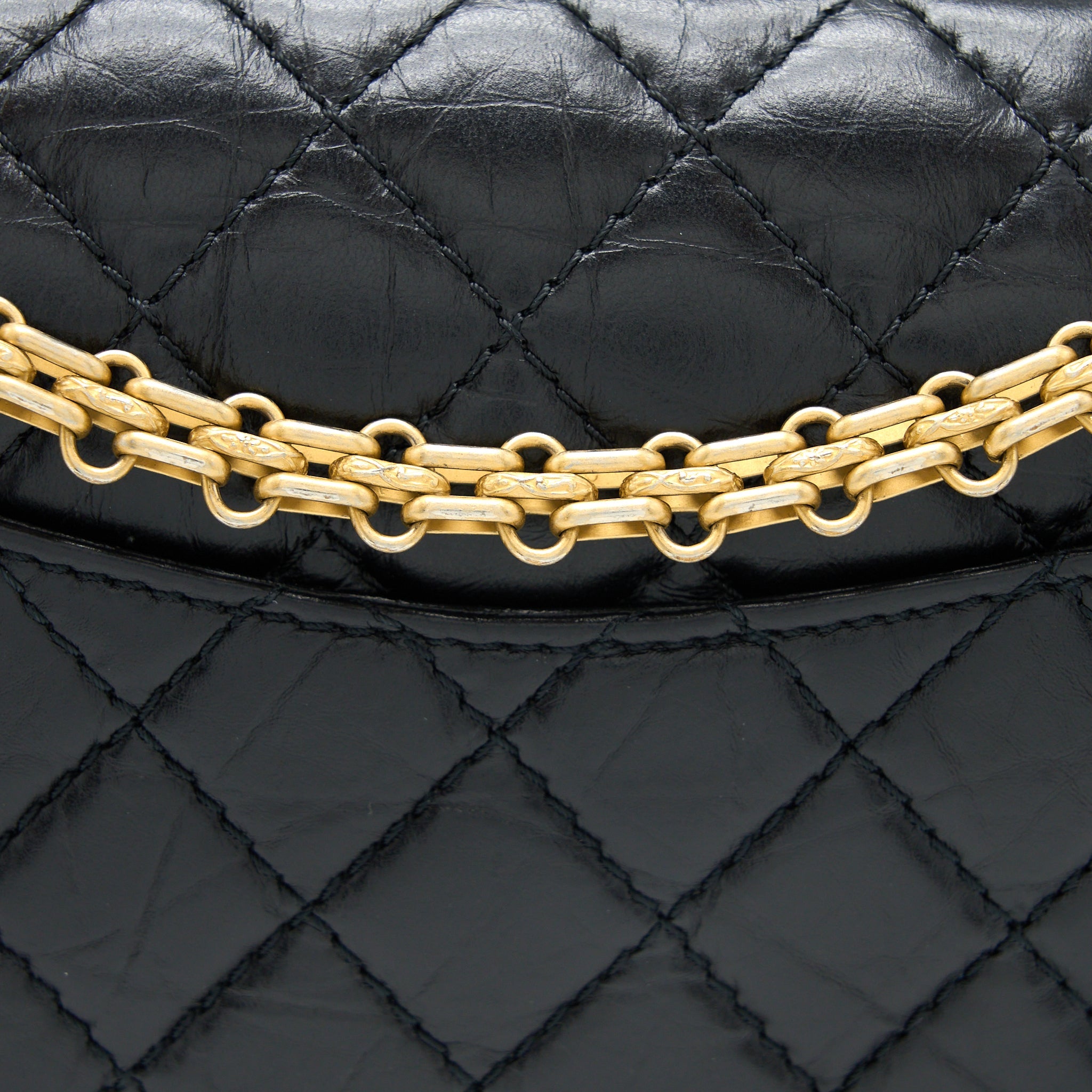 CHANEL SMALL 2.55 REISSUE FLAP BAG AGED CALFSKIN BLACK BRUSHED GHW