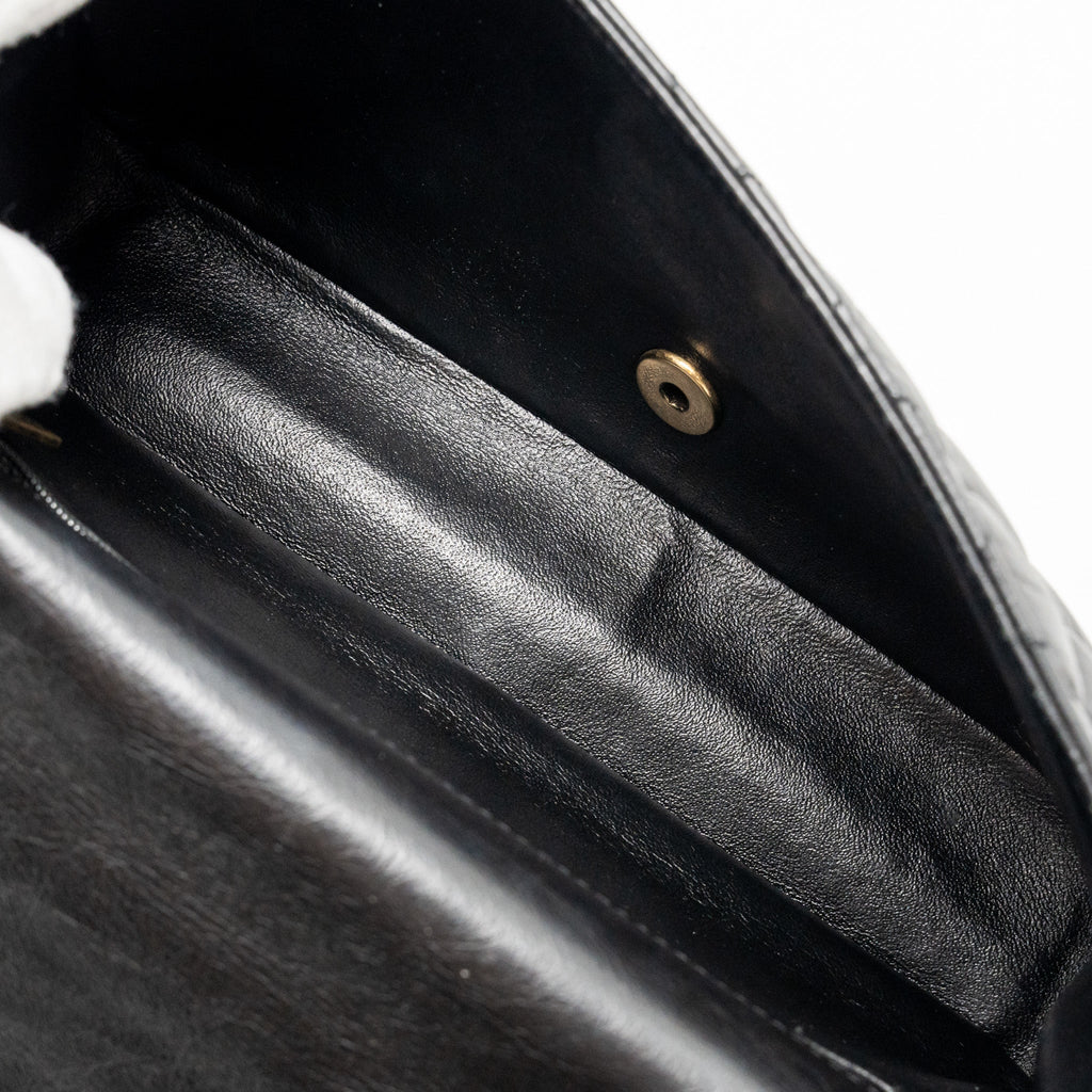 CHANEL MEDALLION QUILTED FLAP BAG AGED CALFSKIN BLACK MULTICOLOUR HARDWARE