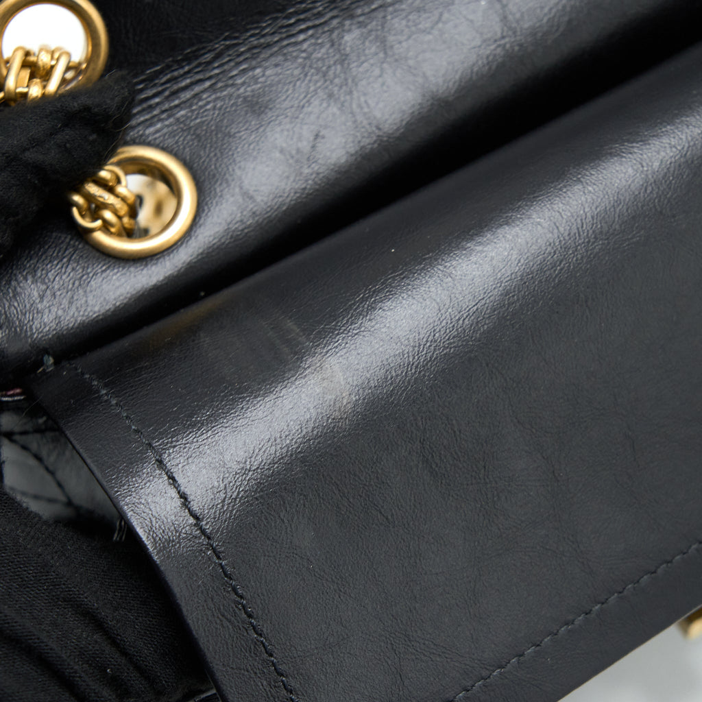 CHANEL SMALL 2.55 REISSUE FLAP BAG AGED CALFSKIN BLACK BRUSHED GHW