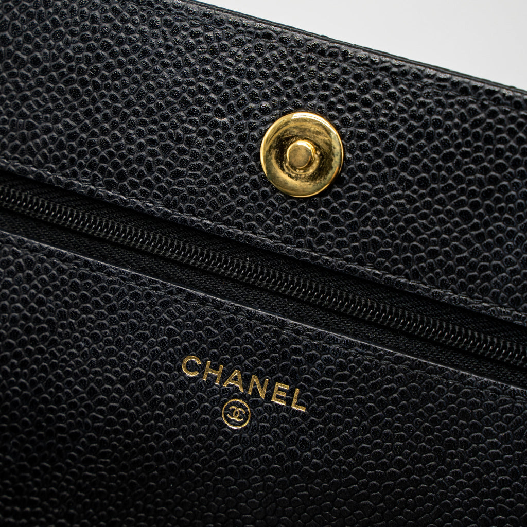 CHANEL CLASSIC WALLET ON CHAIN CAVIAR BLACK GHW