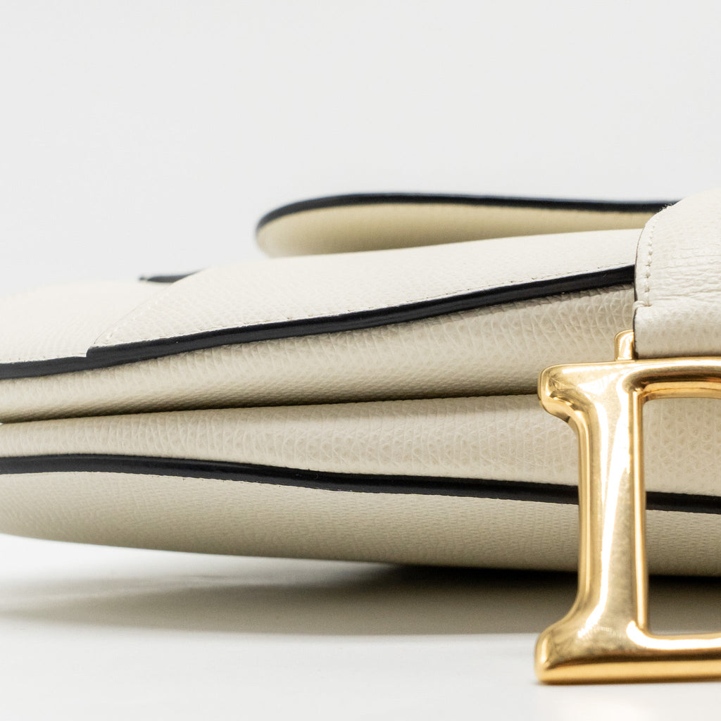 DIOR MEDIUM SADDLE BAG CALFSKIN WHITE GHW