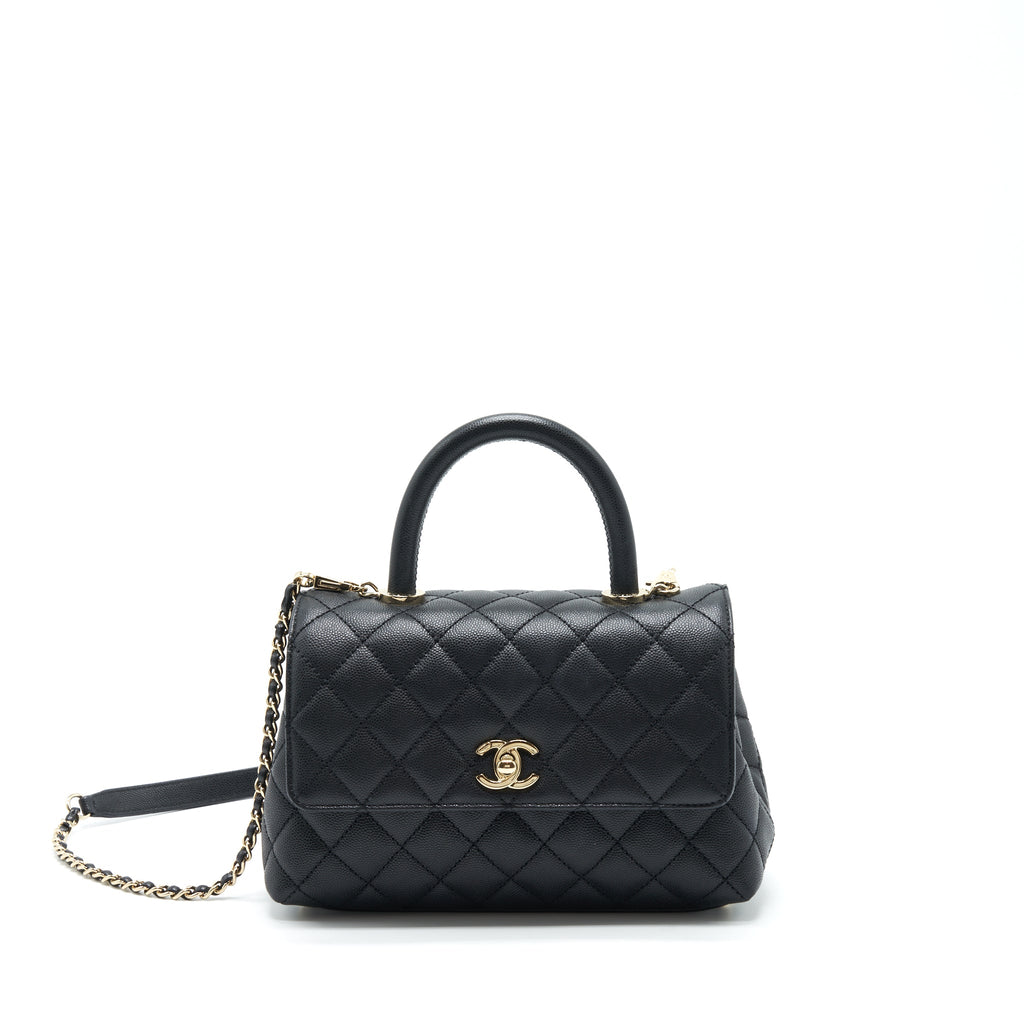 CHANEL SMALL COCO HANDLE CAVIAR BLACK LGHW (MICROCHIP)
