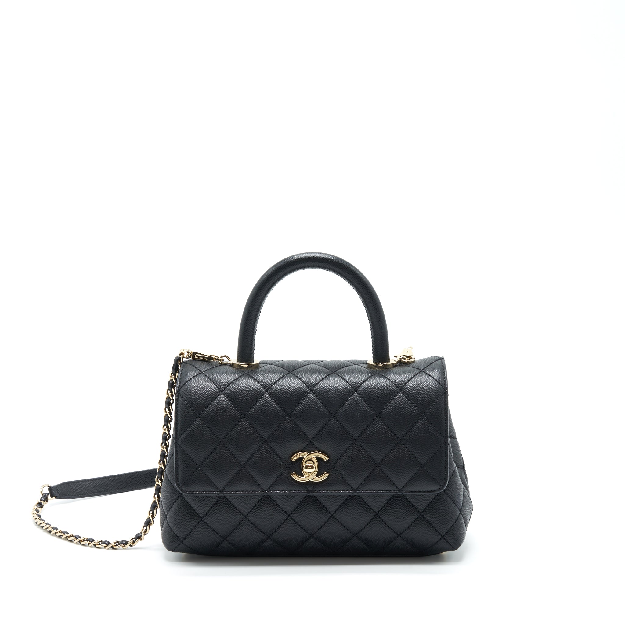 CHANEL SMALL COCO HANDLE CAVIAR BLACK LGHW (MICROCHIP)