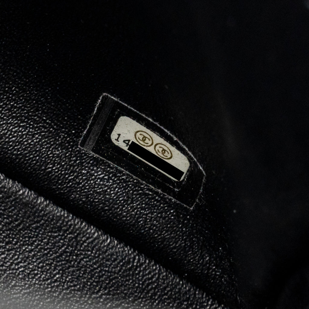 CHANEL EAST WEST FLAP SHOULDER BAG PATENT LEATHER BLACK SHW