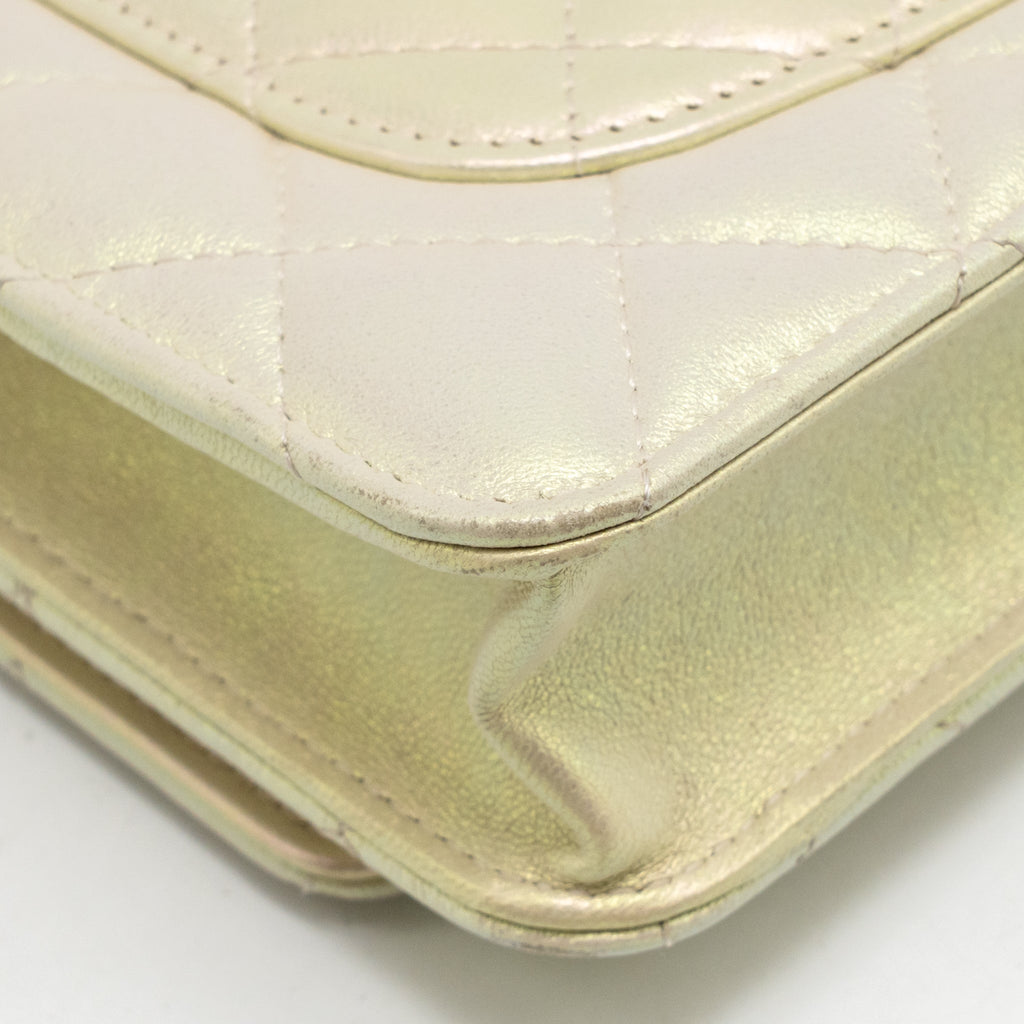 CHANEL WALLET ON CHAIN LAMBSKIN IRIDESCENT IVORY LGHW