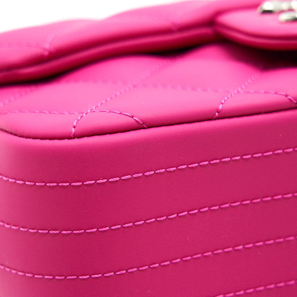 CHANEL RUBBER QUILTED LAMBSKIN FLAP BAG PINK SHW