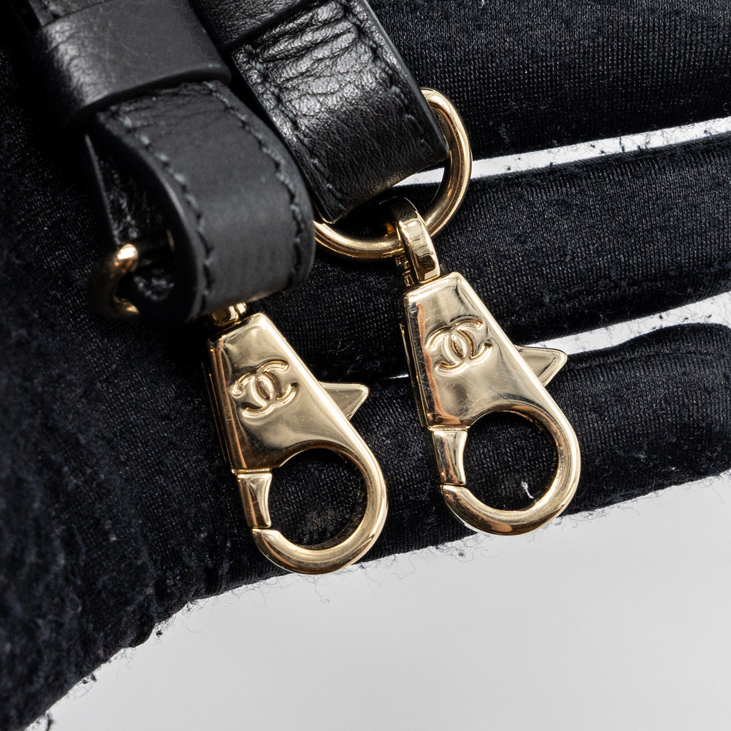 CHANEL TOP HANDLE SMALL TOTE BAG GRAINED CALFSKIN BLACK LGHW