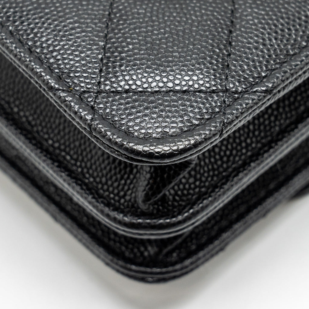 CHANEL QUILTED WALLET ON CHAIN CAVIAR BLACK GHW