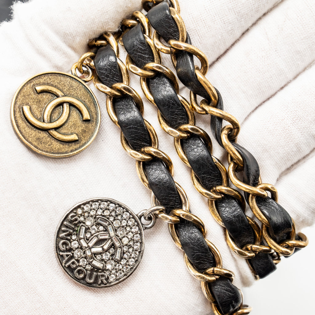 CHANEL MEDALLION QUILTED FLAP BAG AGED CALFSKIN BLACK MULTICOLOUR HARDWARE