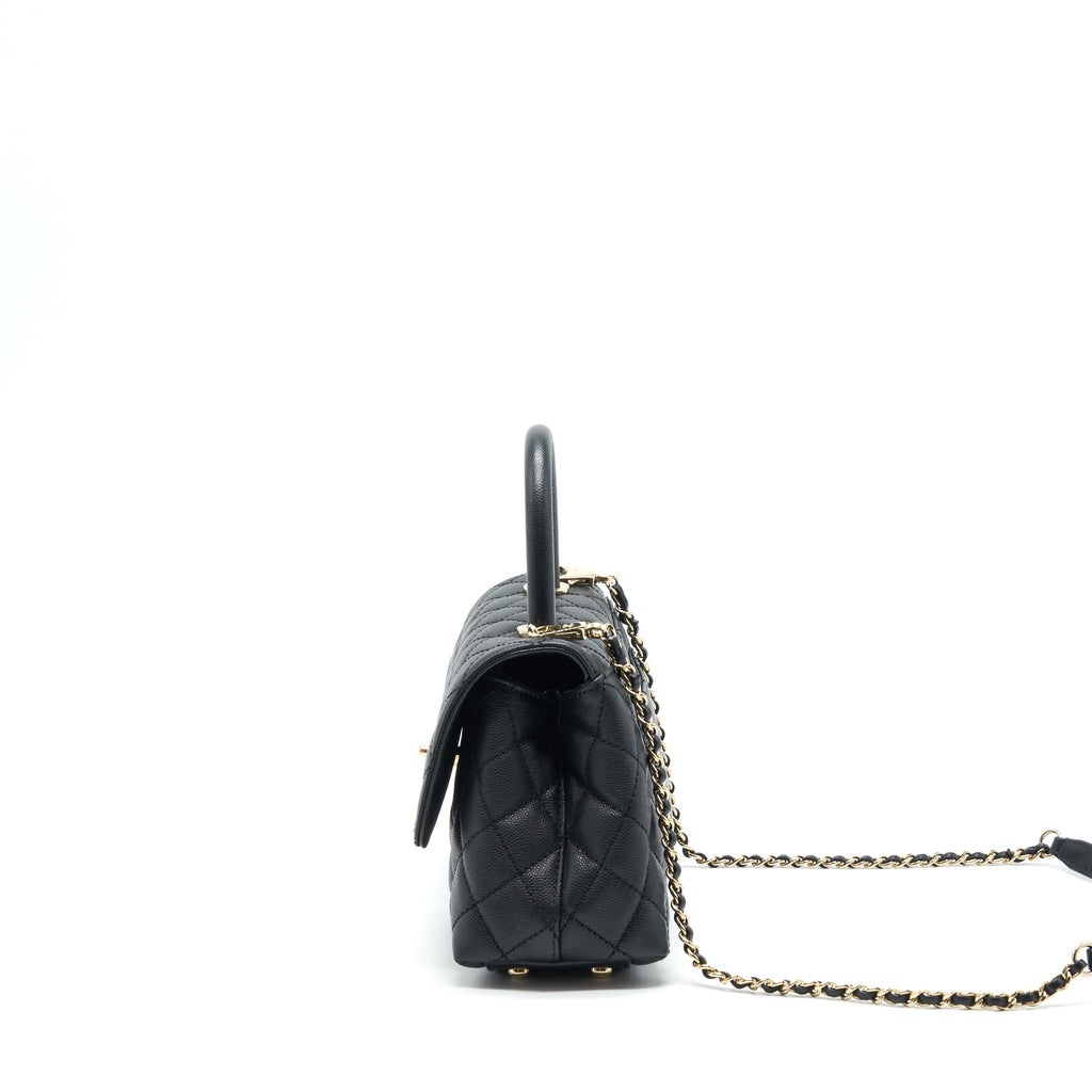 CHANEL SMALL COCO HANDLE CAVIAR BLACK LGHW (MICROCHIP)