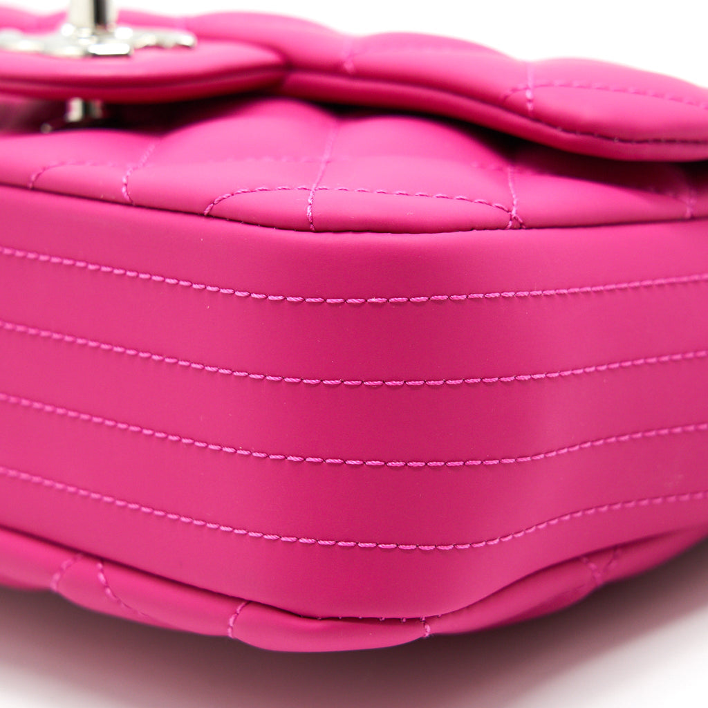 CHANEL RUBBER QUILTED LAMBSKIN FLAP BAG PINK SHW