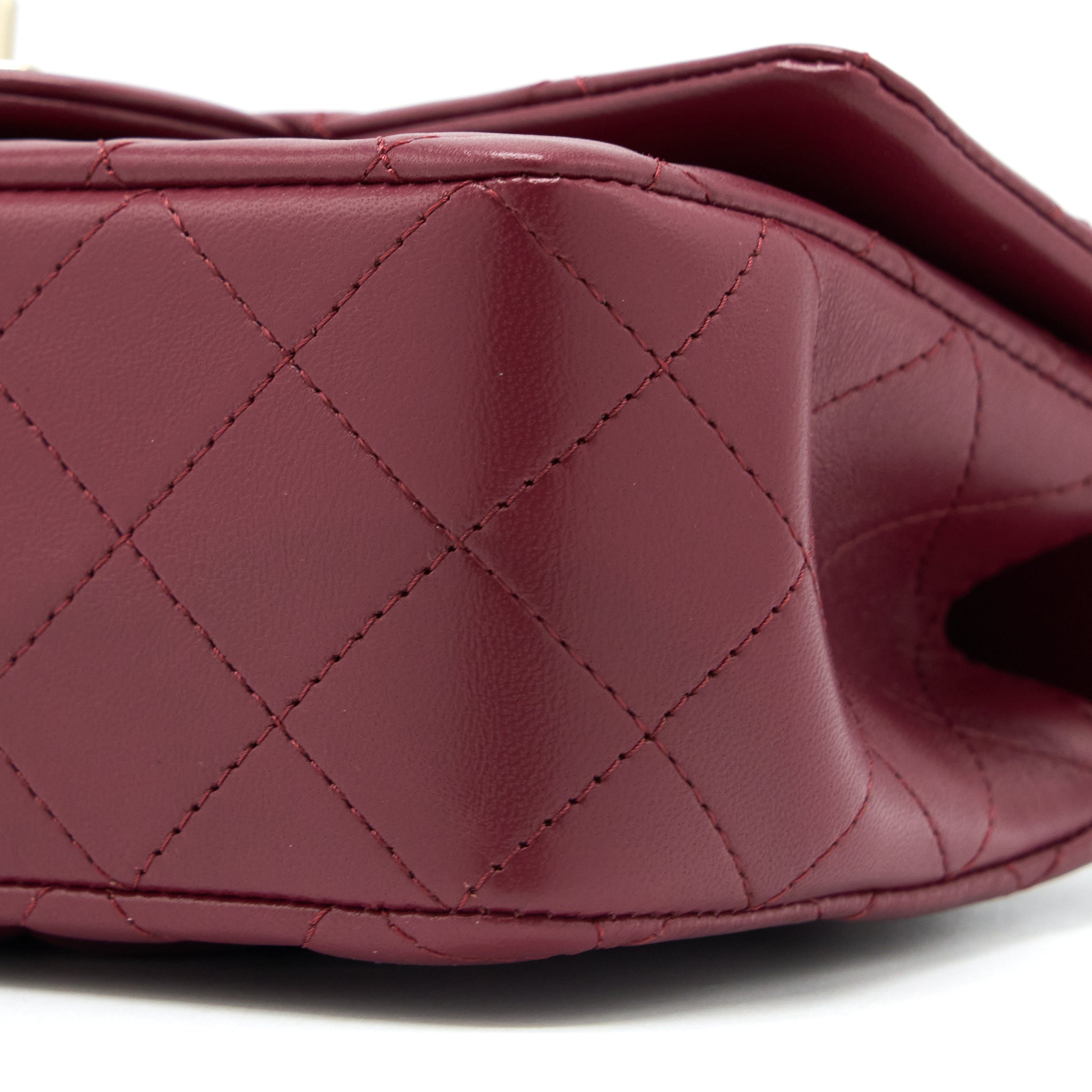 CHANEL TOP HANDLE MINI RECTANGULAR FLAP BAG LAMBSKIN BURGUNDY GHW (MICROCHIP)