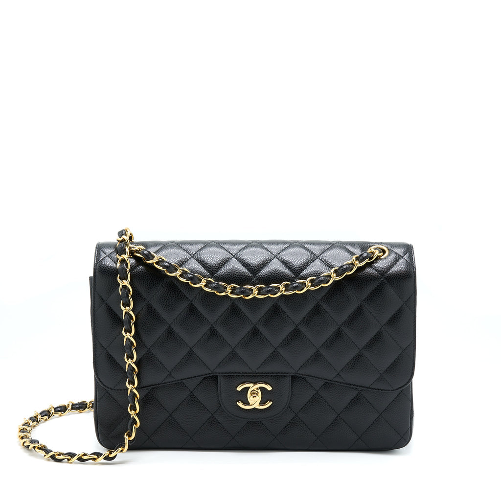 CHANEL CLASSIC JUMBO FLAP BAG CAVIAR BLACK GHW