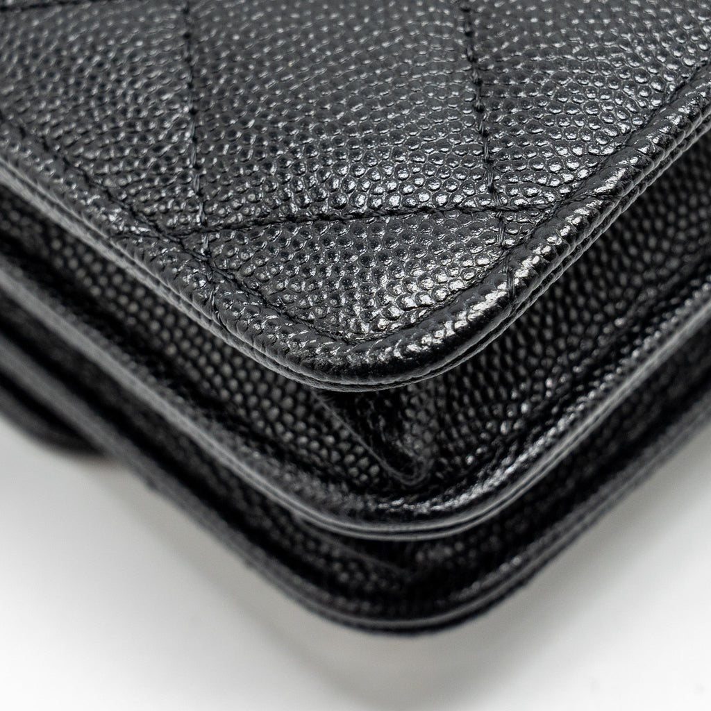 CHANEL QUILTED WALLET ON CHAIN CAVIAR BLACK GHW