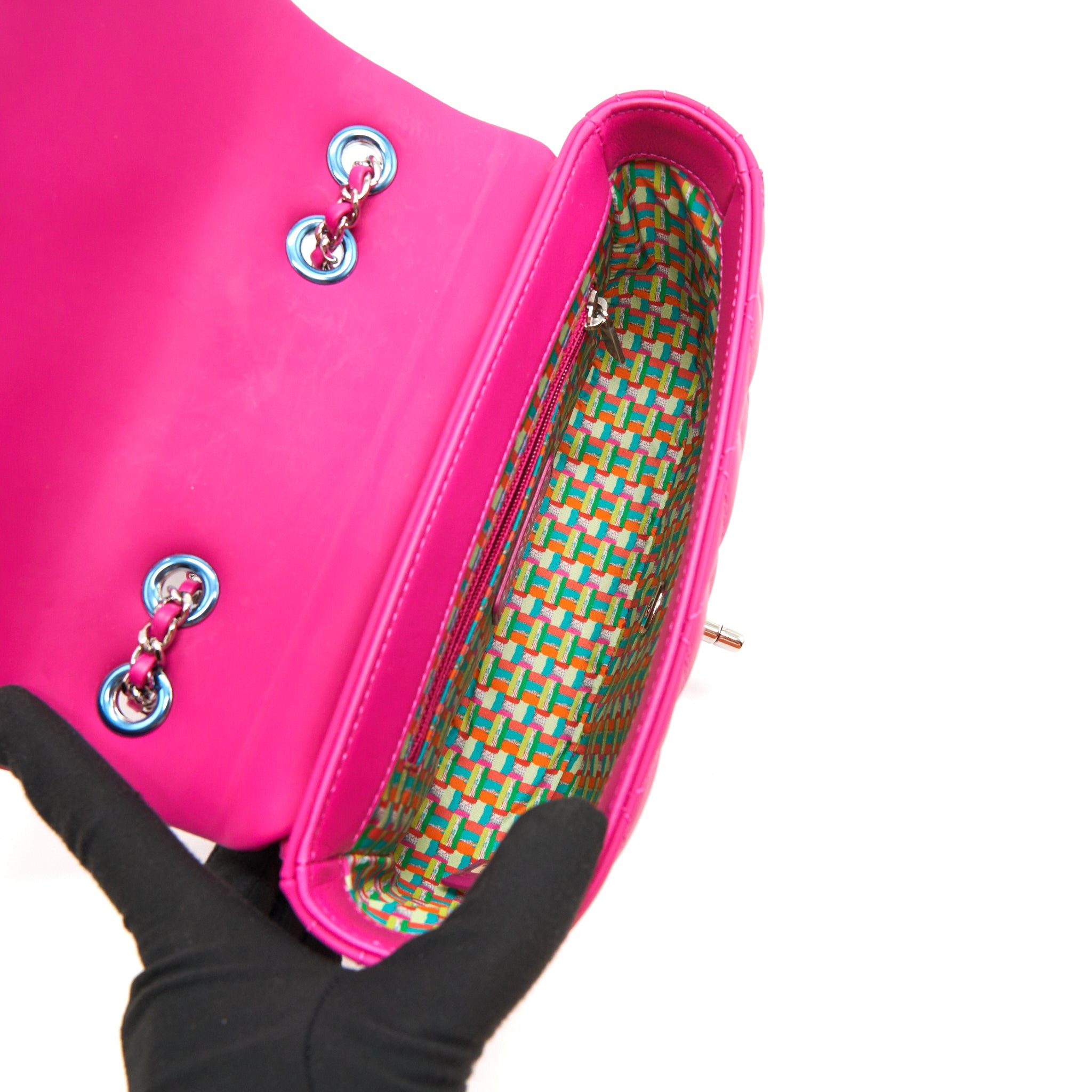 CHANEL RUBBER QUILTED LAMBSKIN FLAP BAG PINK SHW