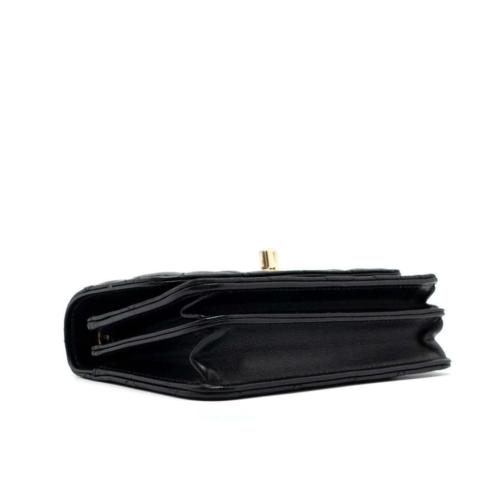 CHANEL MINI TRENDY CC WALLET ON CHAIN LAMBSKIN BLACK LGHW