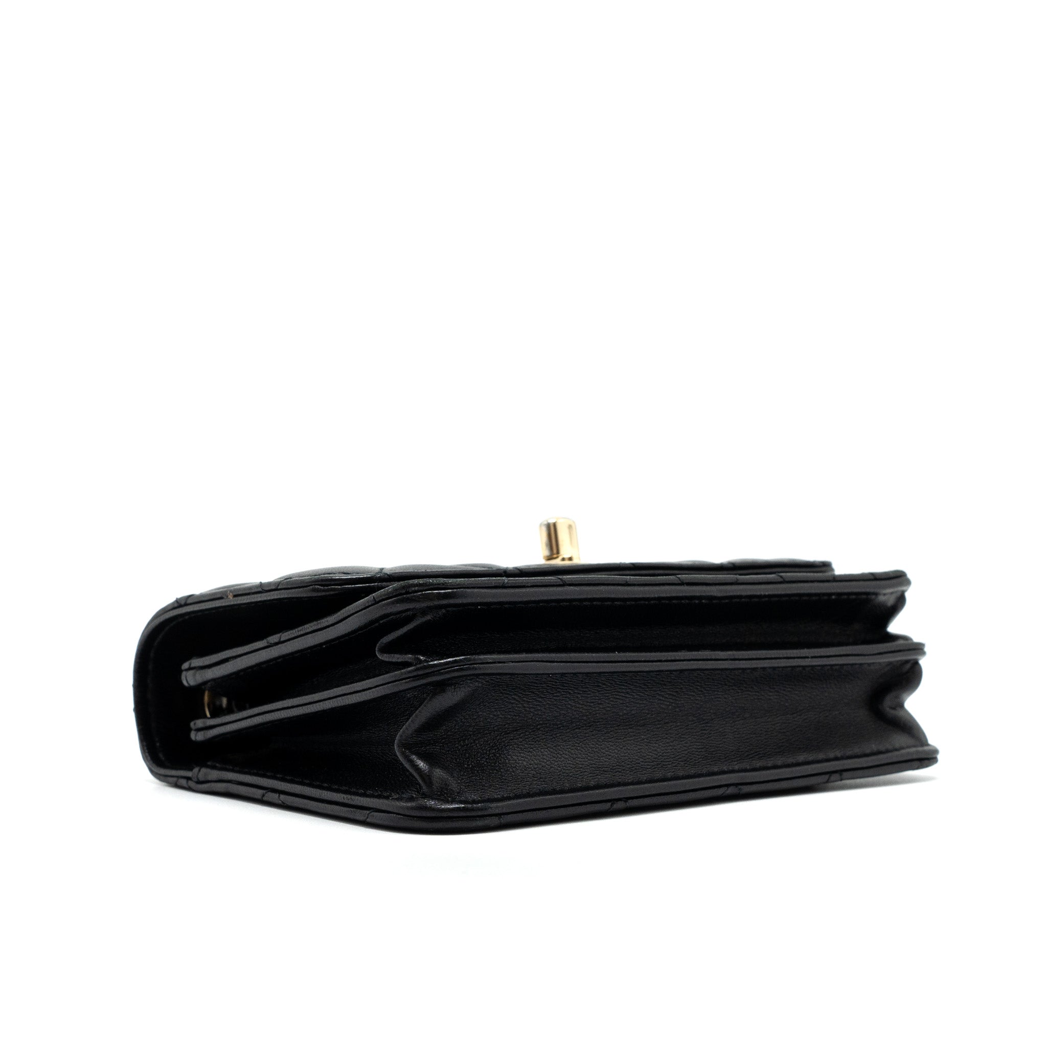 CHANEL MINI TRENDY CC WALLET ON CHAIN LAMBSKIN BLACK LGHW