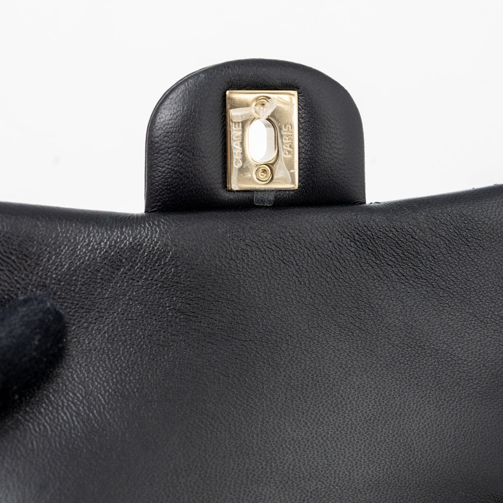 CHANEL CLASSIC MINI SQUARE FLAP BAG LAMBSKIN BLACK LGHW (MICROCHIP)
