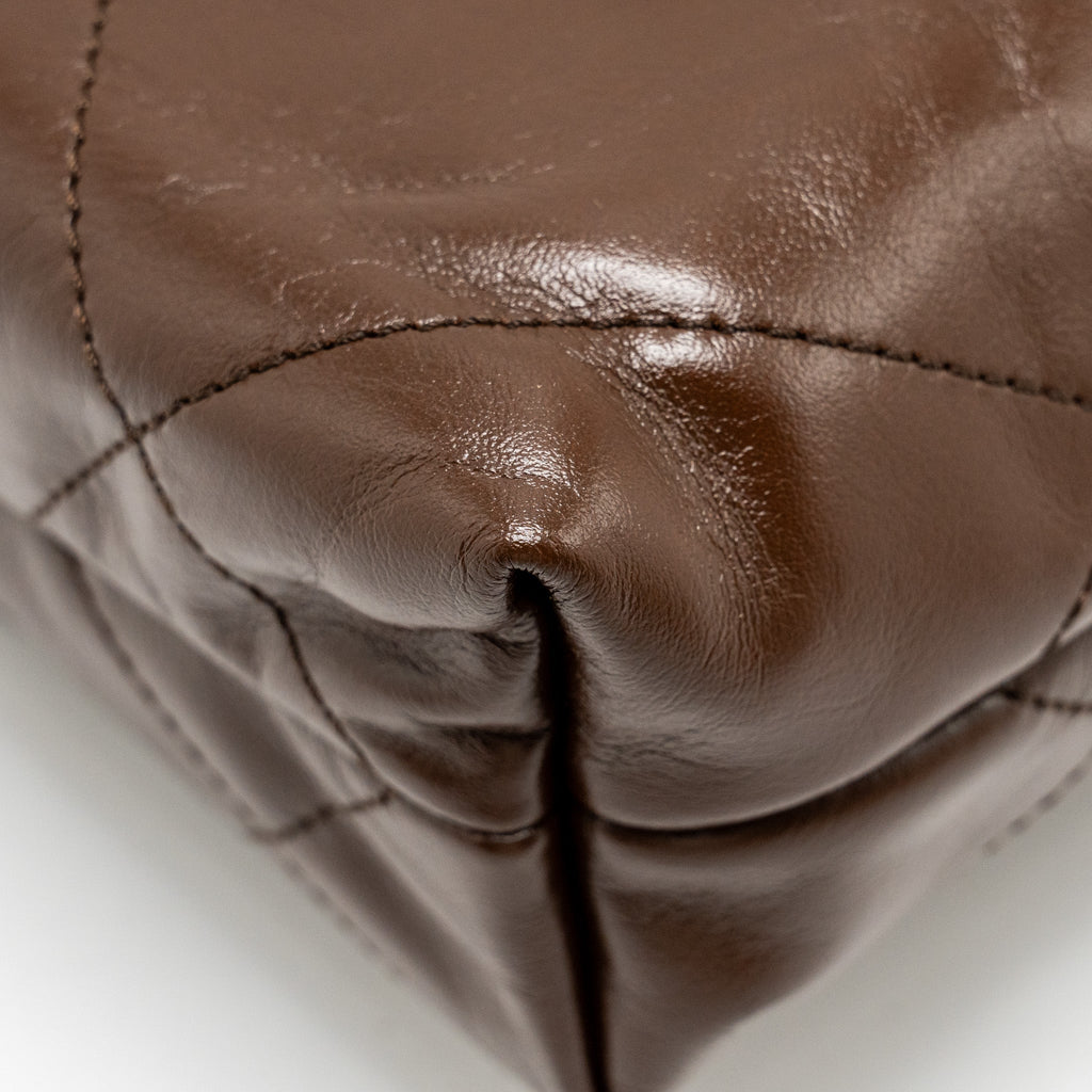 CHANEL MINI 22 BAG CALFSKIN CHOCOLATE GHW (MICROCHIP)