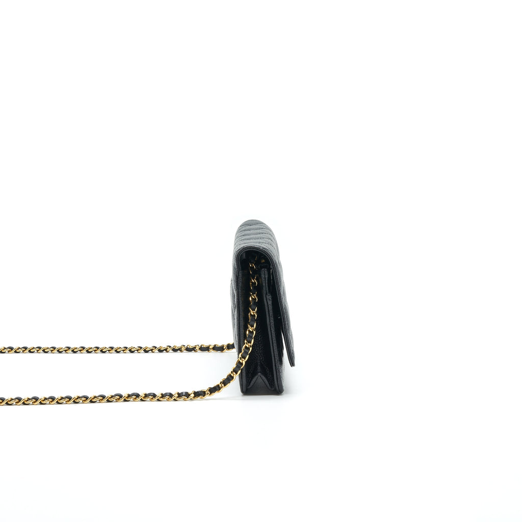 CHANEL CLASSIC WALLET ON CHAIN CAVIAR BLACK WITH GHW