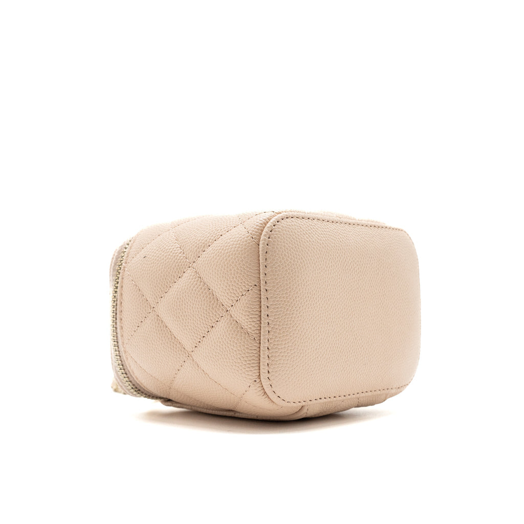 CHANEL MINI VANITY CASE CAVIAR LIGHT BEIGE LGHW