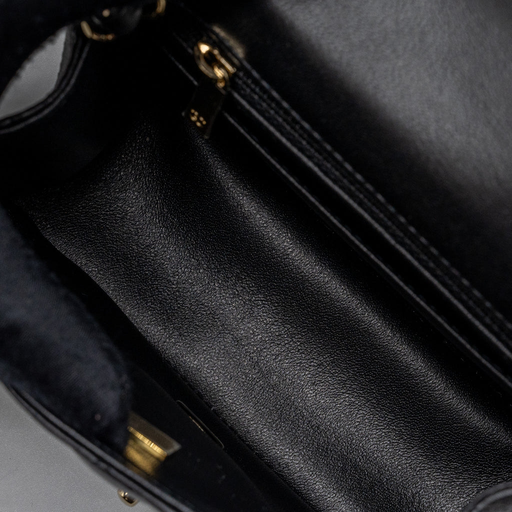 CHANEL CLASSIC MINI SQUARE FLAP BAG LAMBSKIN BLACK LGHW (MICROCHIP)