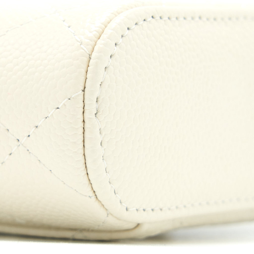 CHANEL MINI TOP HANDLE VANITY CASE CAVIAR WHITE LGHW
