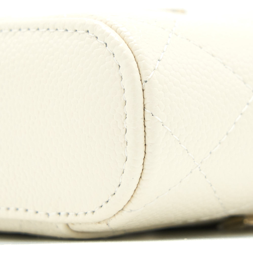 CHANEL MINI TOP HANDLE VANITY CASE CAVIAR WHITE LGHW
