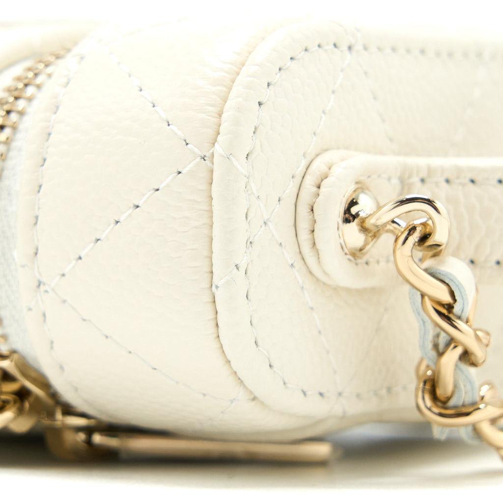 CHANEL MINI TOP HANDLE VANITY CASE CAVIAR WHITE LGHW