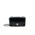 CHANEL MINI RECTANGULAR FLAP BAG PATENT LEATHER BLACK SHW