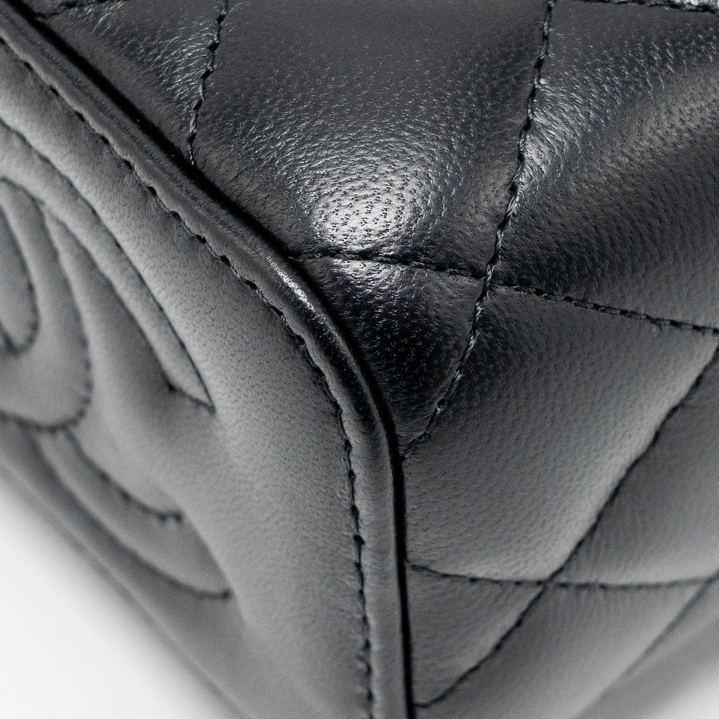 CHANEL PEARL CRUSH MINI VANITY WITH CHAIN LAMBSKIN BLACK GHW (MICROCHIP)