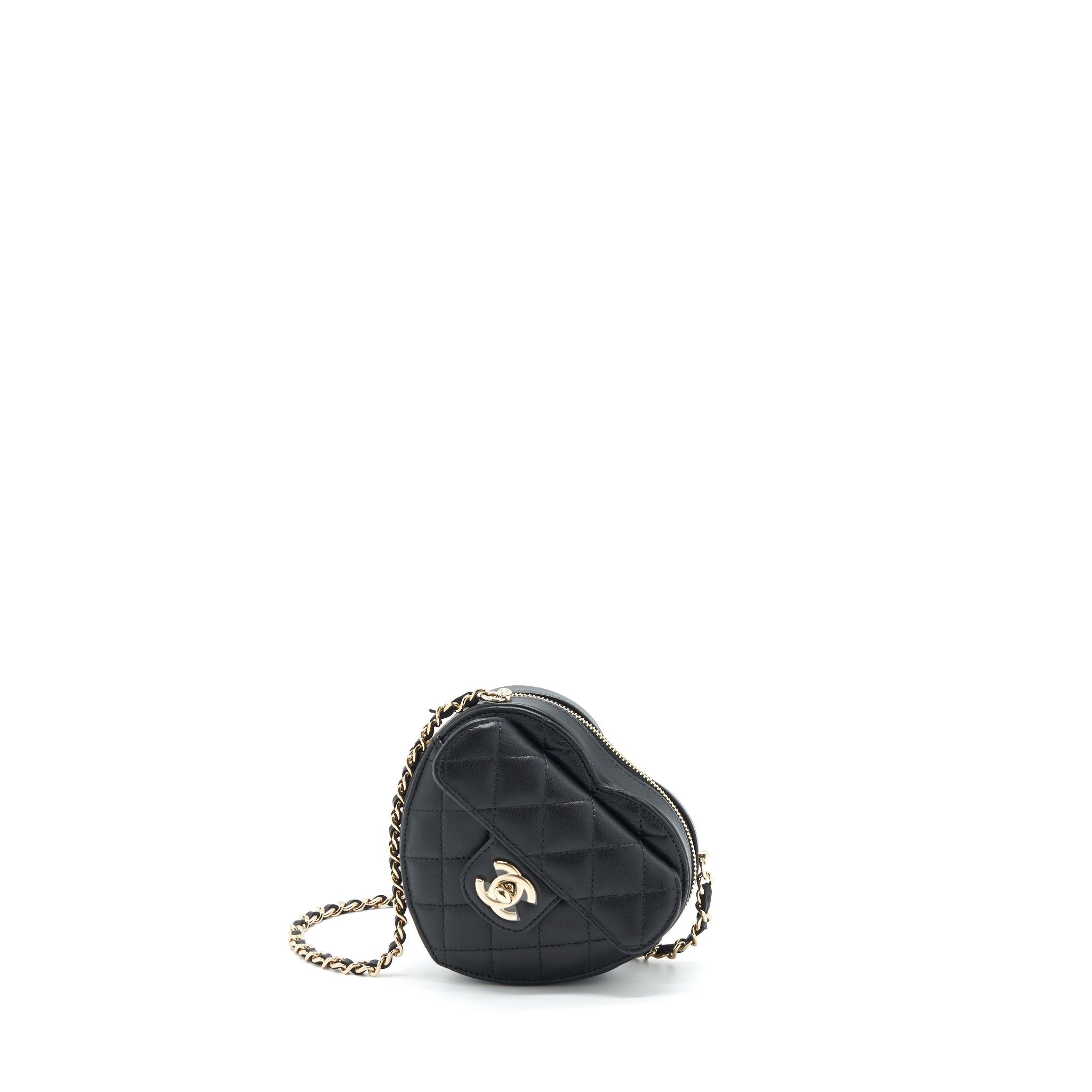 CHANEL 22S SMALL HEART BAG LAMBSKIN BLACK LGHW
