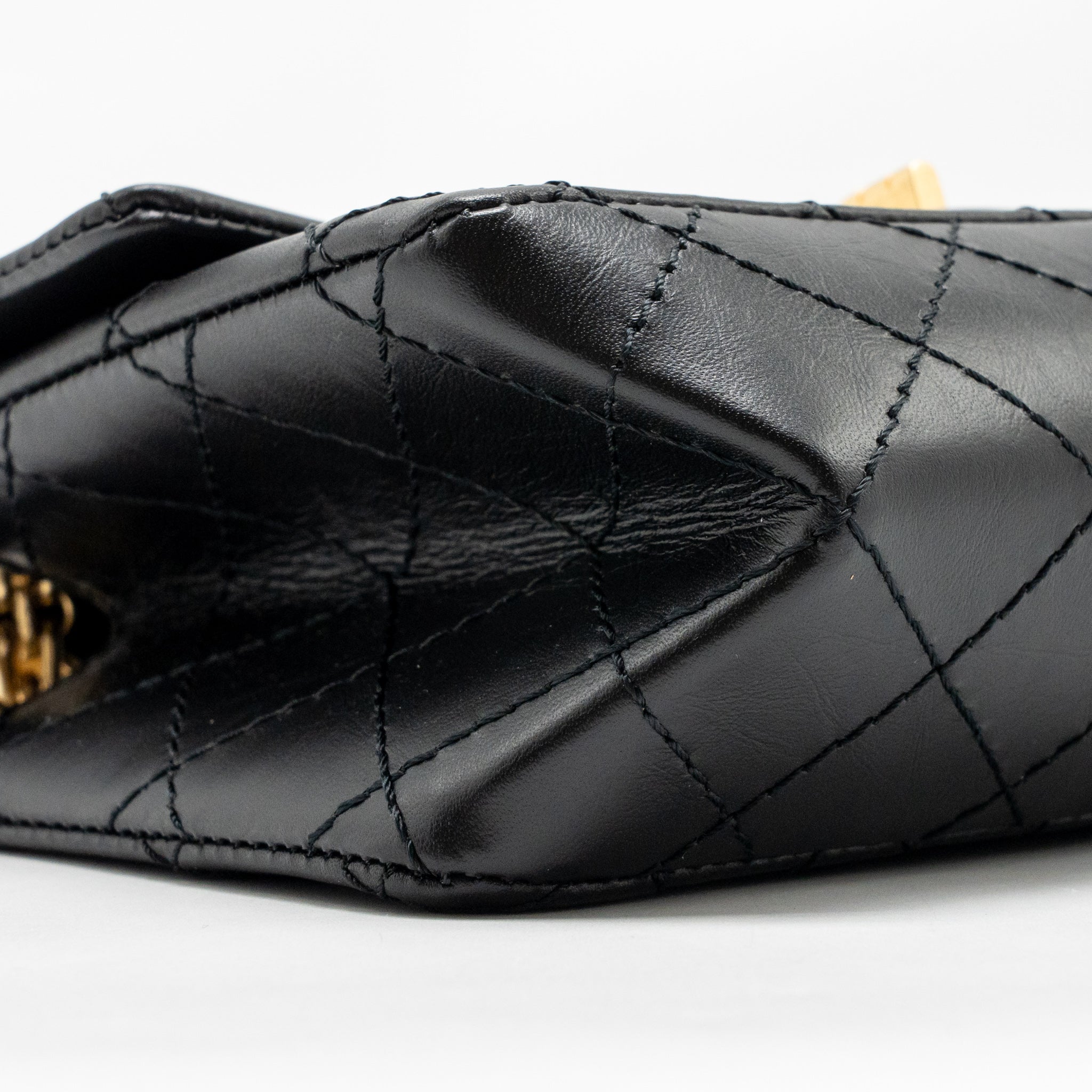 CHANEL MINI 2.55 REISSUE AGED CALFSKIN BLACK GHW (MICROCHIP)