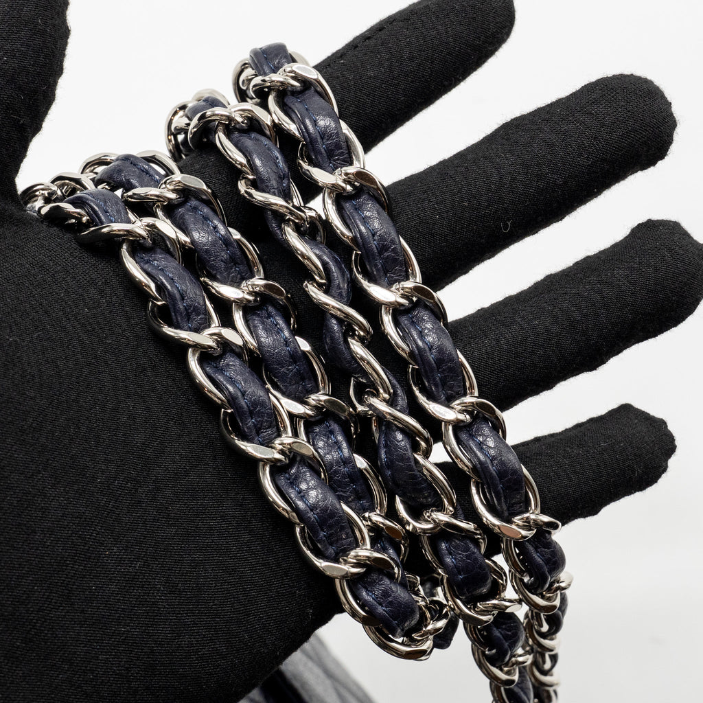 CHANEL JUMBO CLASSIC DOUBLE FLAP BAG CAVIAR DARK BLUE SHW