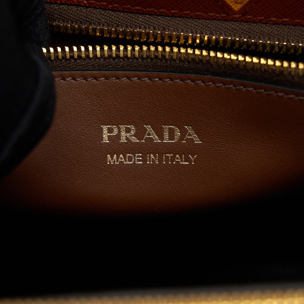 PRADA SAFFIANO BORDA BAG BROWN GHW