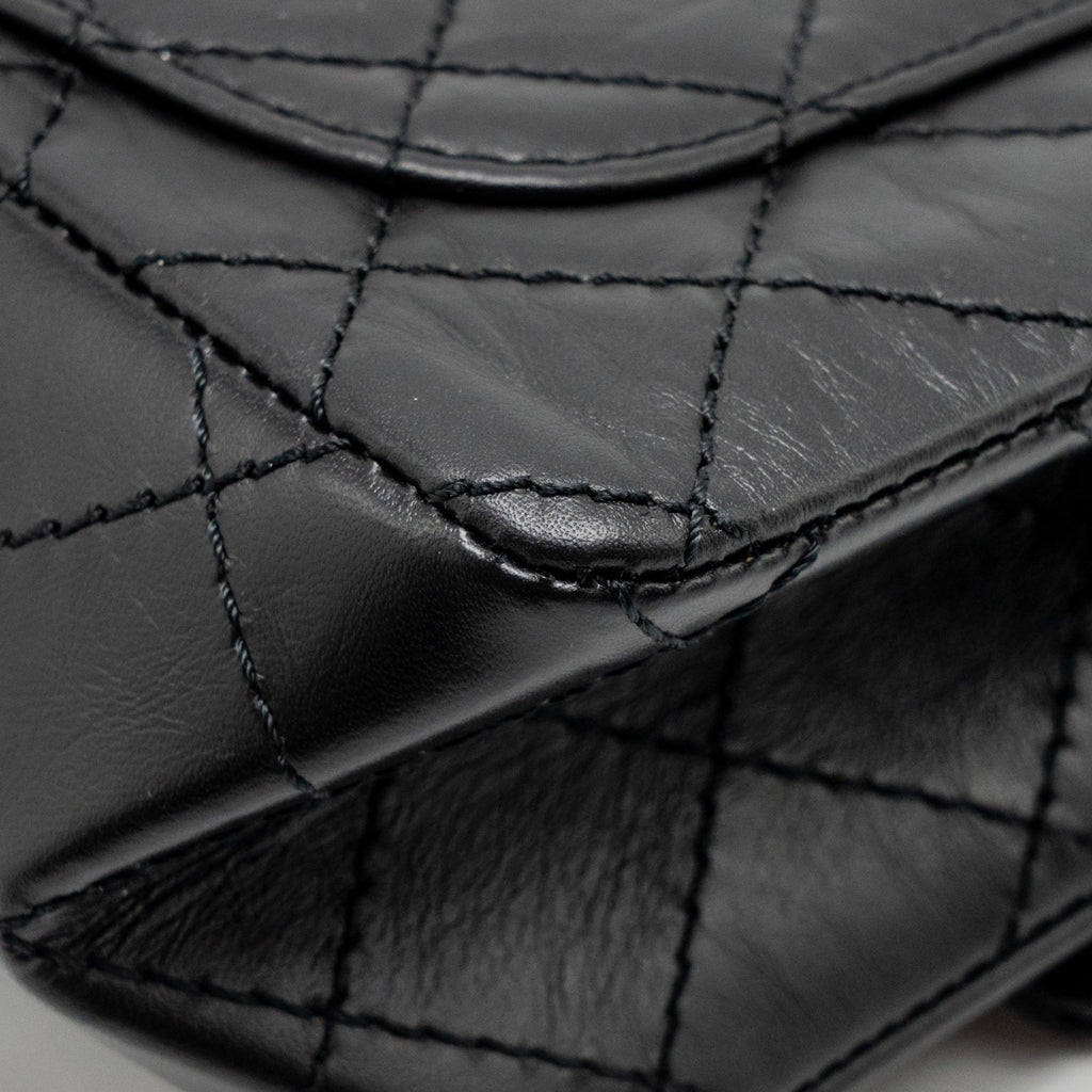 CHANEL MINI 2.55 REISSUE AGED CALFSKIN BLACK GHW (MICROCHIP)