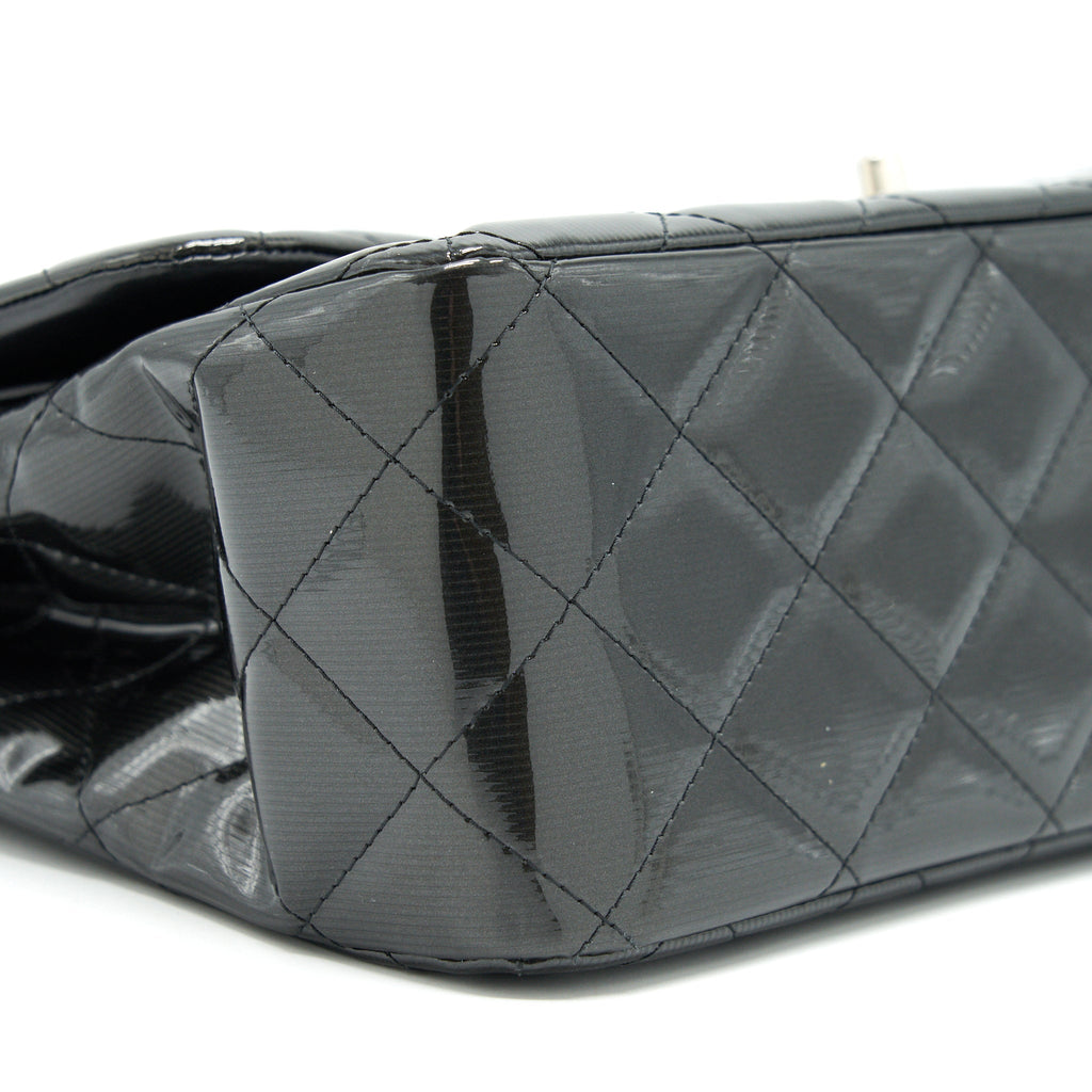 CHANEL CLASSIC FLAP BAG JUMBO PATENT BLACK SHW