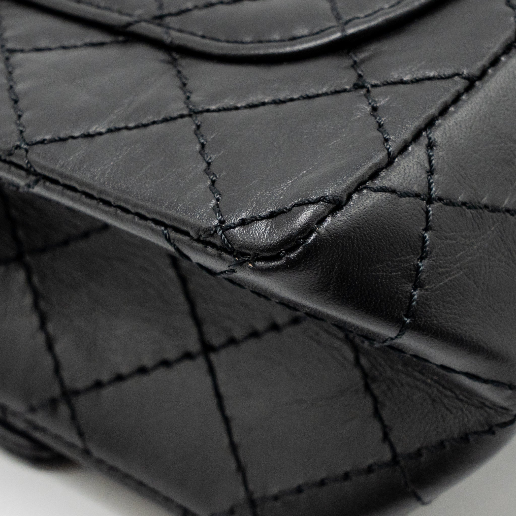 CHANEL MINI 2.55 REISSUE AGED CALFSKIN BLACK GHW (MICROCHIP)