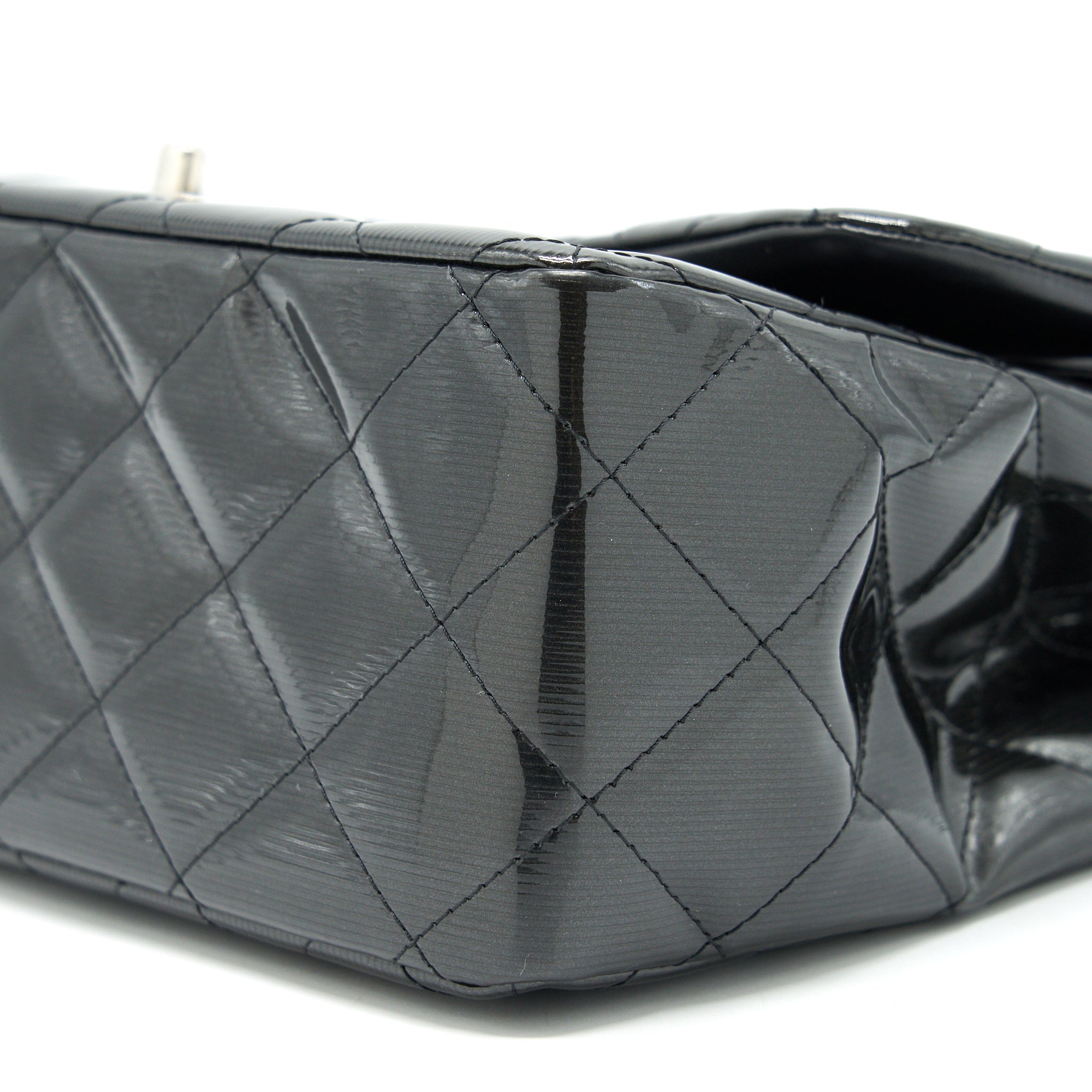 CHANEL CLASSIC FLAP BAG JUMBO PATENT BLACK SHW