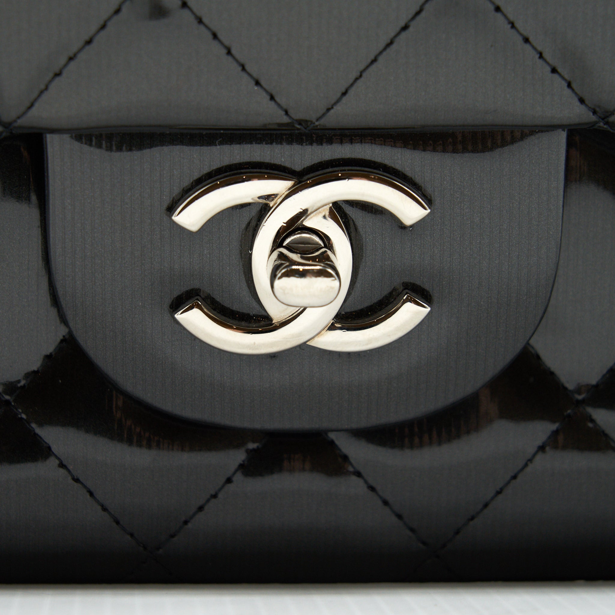 CHANEL CLASSIC FLAP BAG JUMBO PATENT BLACK SHW