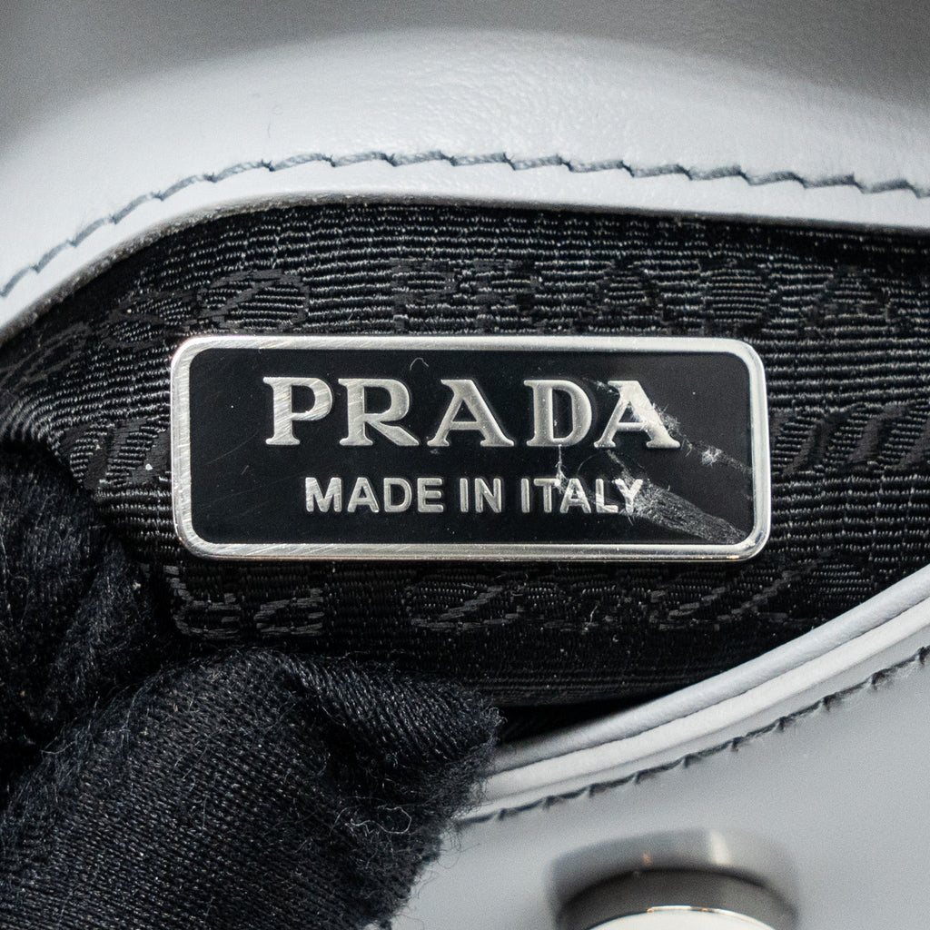 PRADA CLEO MINI BAG BRUSHED LEATHER CORNFLOWER BLUE SHW