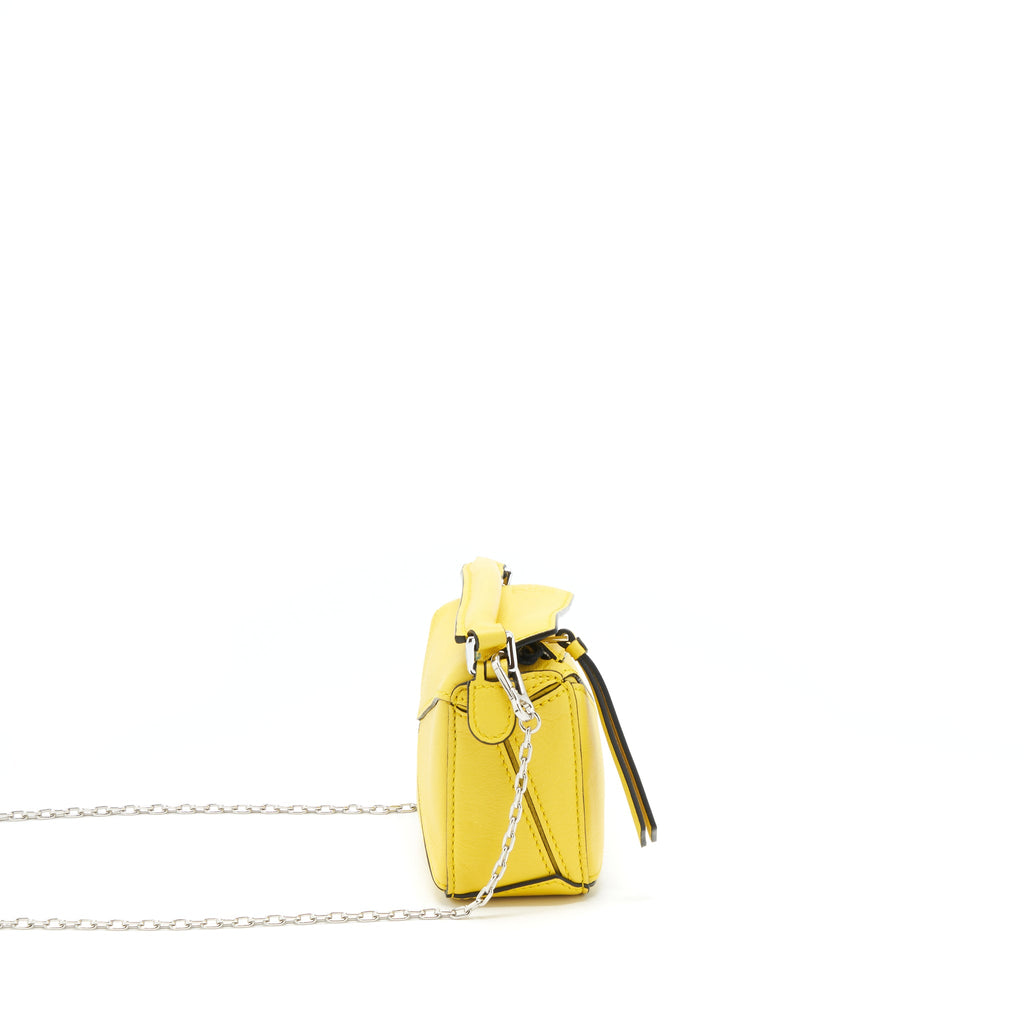 LOEWE NANO PUZZLE CLASSIC CALFSKIN YELLOW WITH SHW