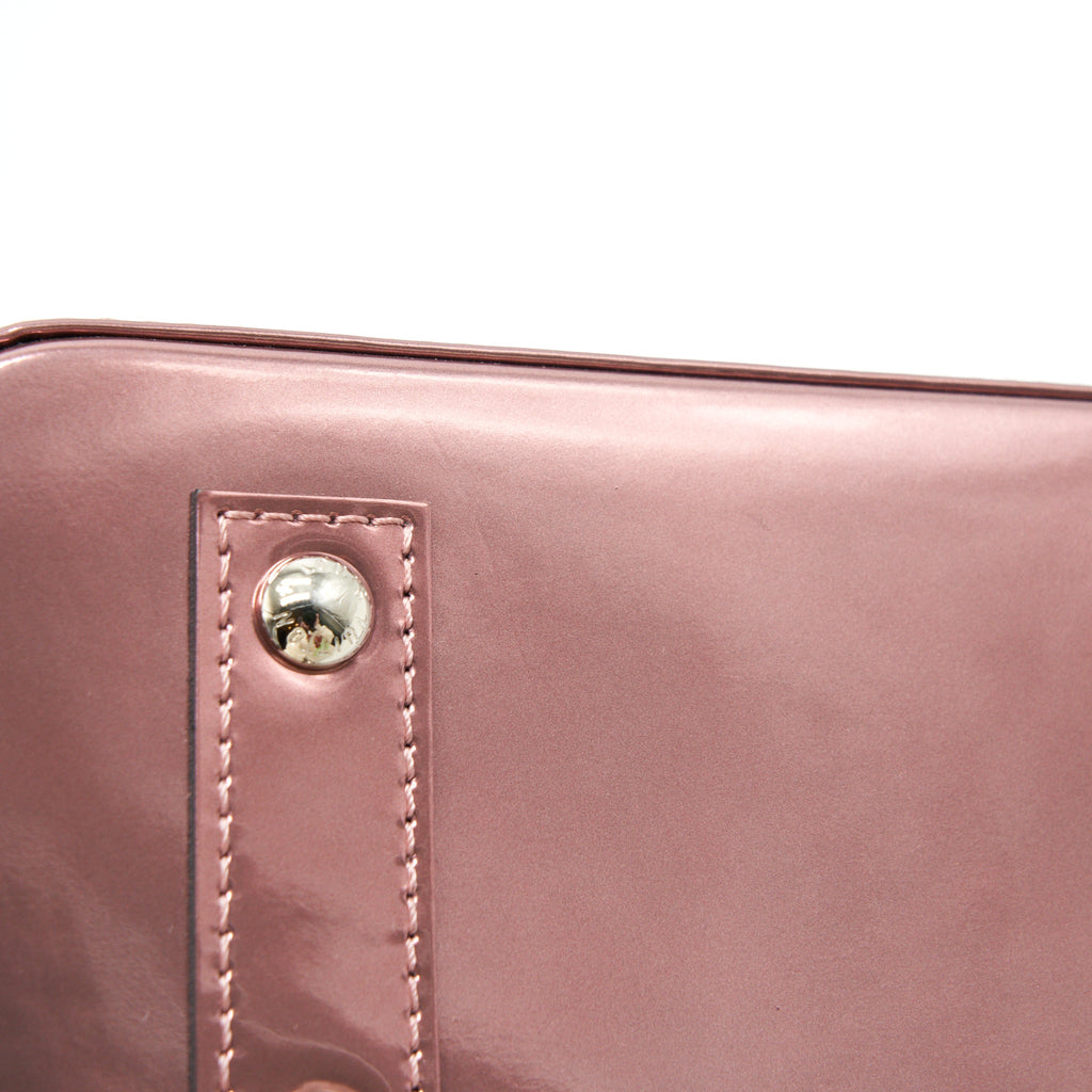 LOUIS VUITTON ALMA BB PATENT LEATHER METALLIC PINK WITH BLACK HANDLE SHW